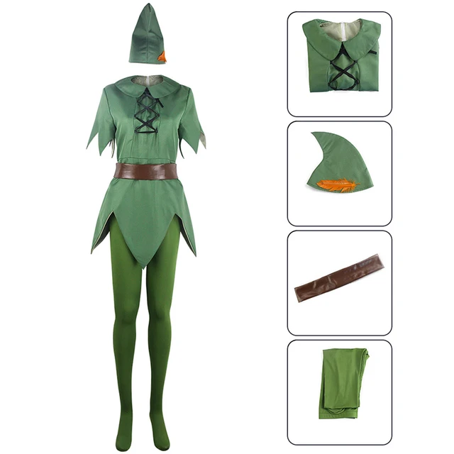 Peter Pan Cosplay Costume Movie PeterPan Green Elf - Image 2