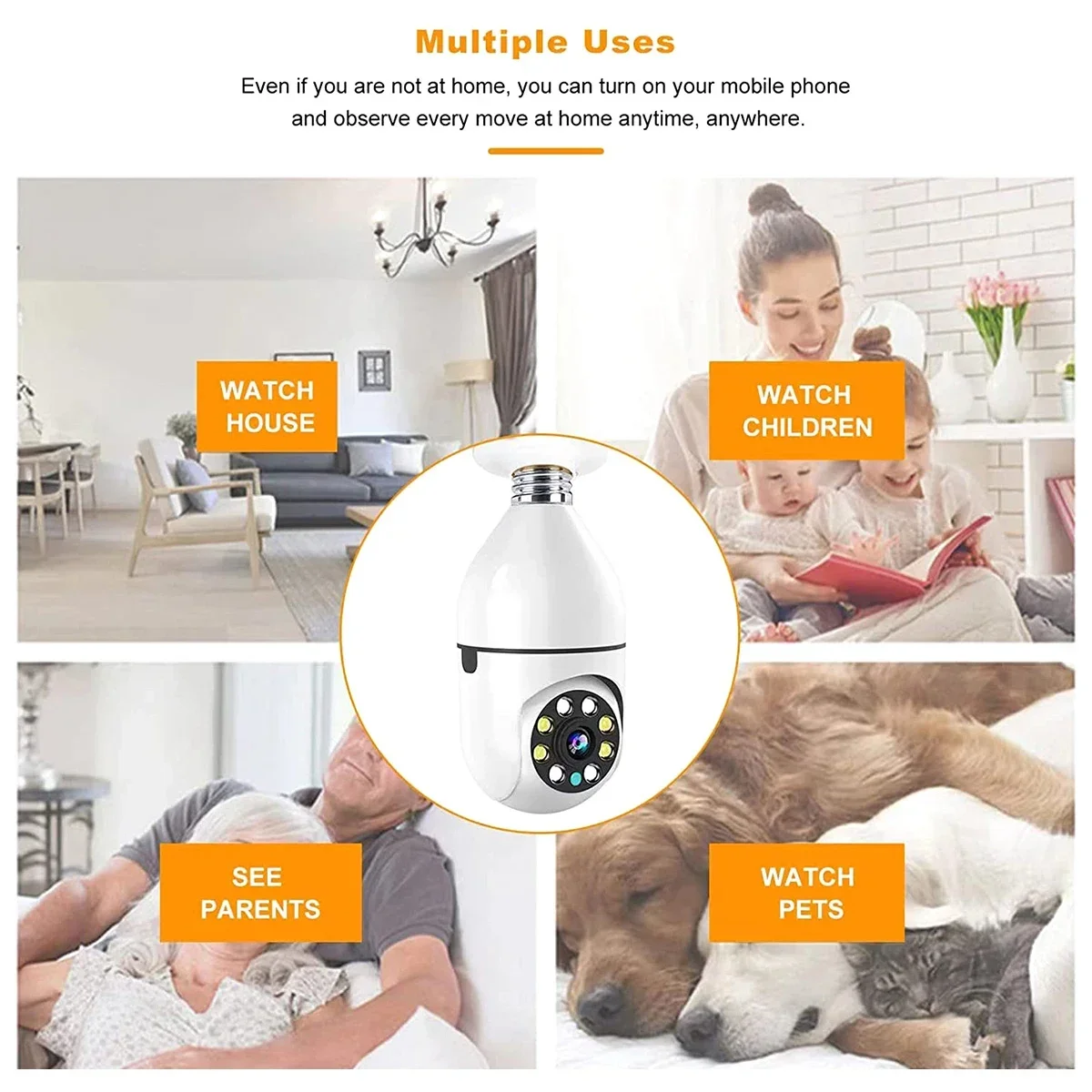 3MP Bulb E27 Surveillance Camera 1080P Full Color Night Vision Human Tracking Zoom Indoor Security Wifi Mini IP Camera V360PRO 6