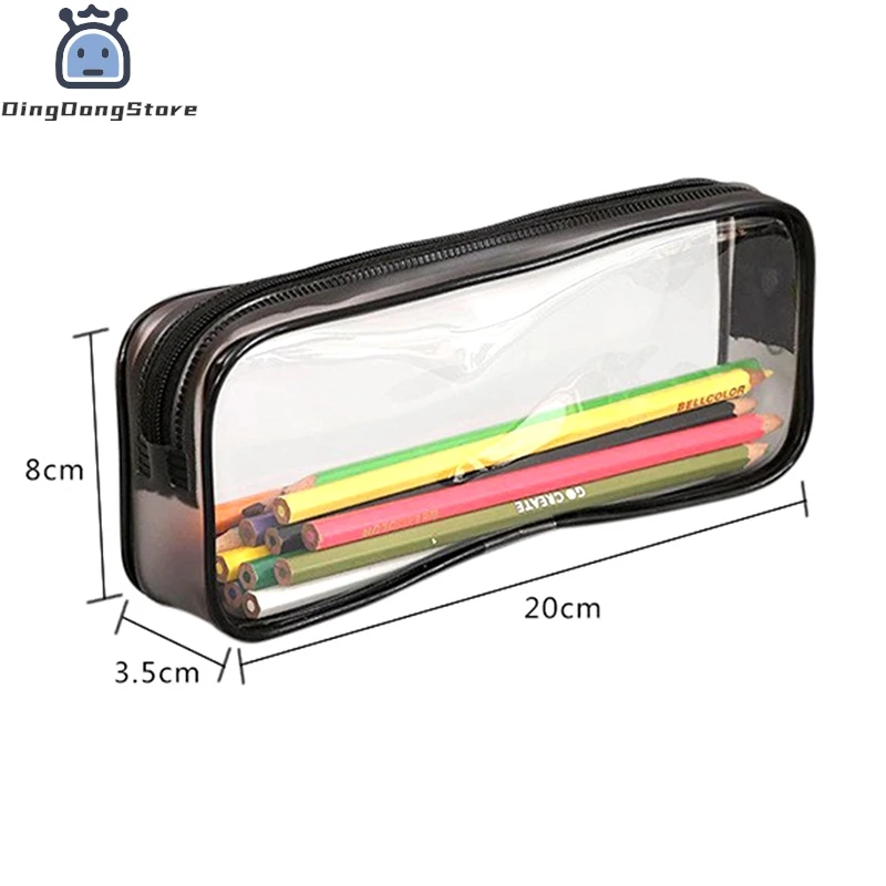 1Pc soft plastic transparent pencil case student Pvc clear pen bag office student supplies pencil cases