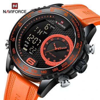 NAVIFORCE 남성용 밀리터리 스포츠 시계, 방수 소프트 실리콘 스트랩, 럭셔리 야광 남성 손목시계, NF9199T