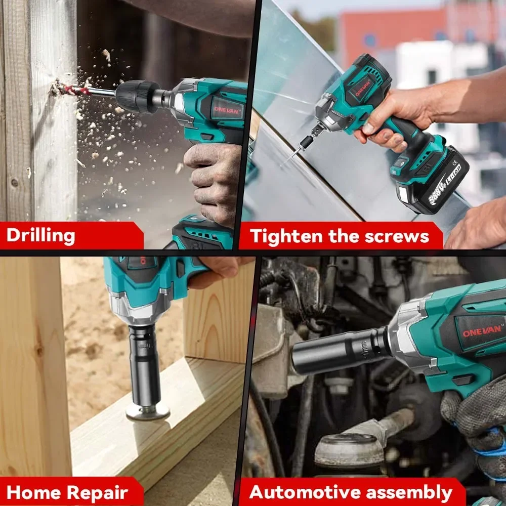 1200N.M Brushless Electric Impact Wrench 1/2Inch Cordless Electric Wrench Socket Screwdriver Power Tools For Makita 18V Battery 2