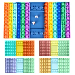 Jeu d'échecs géant arc en ciel, jouet sensoriel en Silicone, jeu de main interactif Parent enfant 