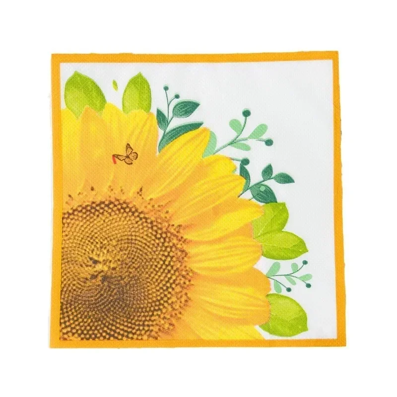 20pcs/Pac 33*33cm 2-Ply New Sunflower Printed Napkins Botanical Bee Colourful Paper Napkins Party Decoration Square