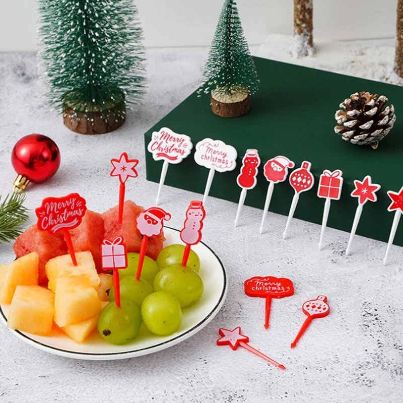 Description Picture 5 of itemChristmas Fruit Fork Food Pick Sliced Fruit Fork Animal Plastic Toothpick Stick Bento Accessories Children's Food Selection