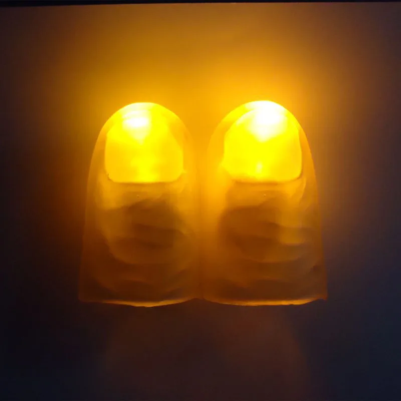 Lumières LED Pour Pouces - Lot De 2 Jaunes - Pour Tours De Magie, Fêtes, Spectacles - Accessoires Lumineux Amusants