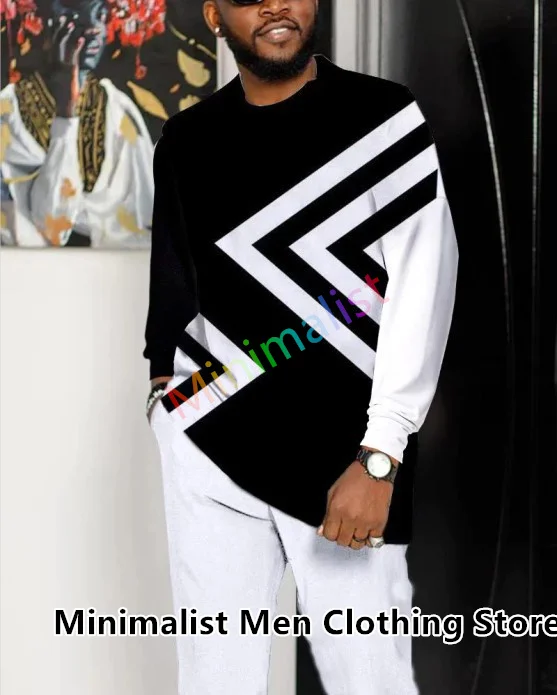 Men Tracksuits Autumn Long-sleeve T-shirt+Trousers Set Jogging Casual Suit Fashion Sportswear 2 Piece Outfits Set Men Clothing