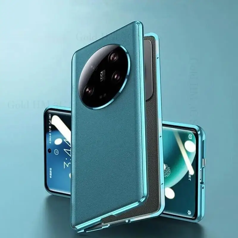 Fundas For Xiaomi 14 Ultra Tempered Glass Leather Case For Mi 14 Pro 13 Ultra 12X 12S Double Sided Magnet Absorption Flip Cover