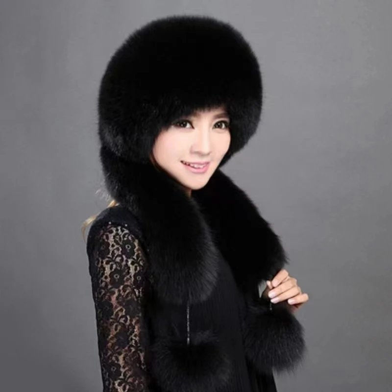 

Autumn and winter nomadic style 100% real fox fur thickened and warm trendy prairie princess fur hat