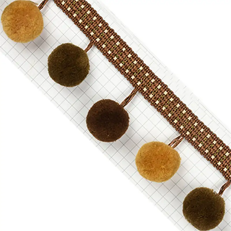 1M Pom Pom Bobble Trim Fringe - Medium Size 10mm Pompom (Per - Foto 3