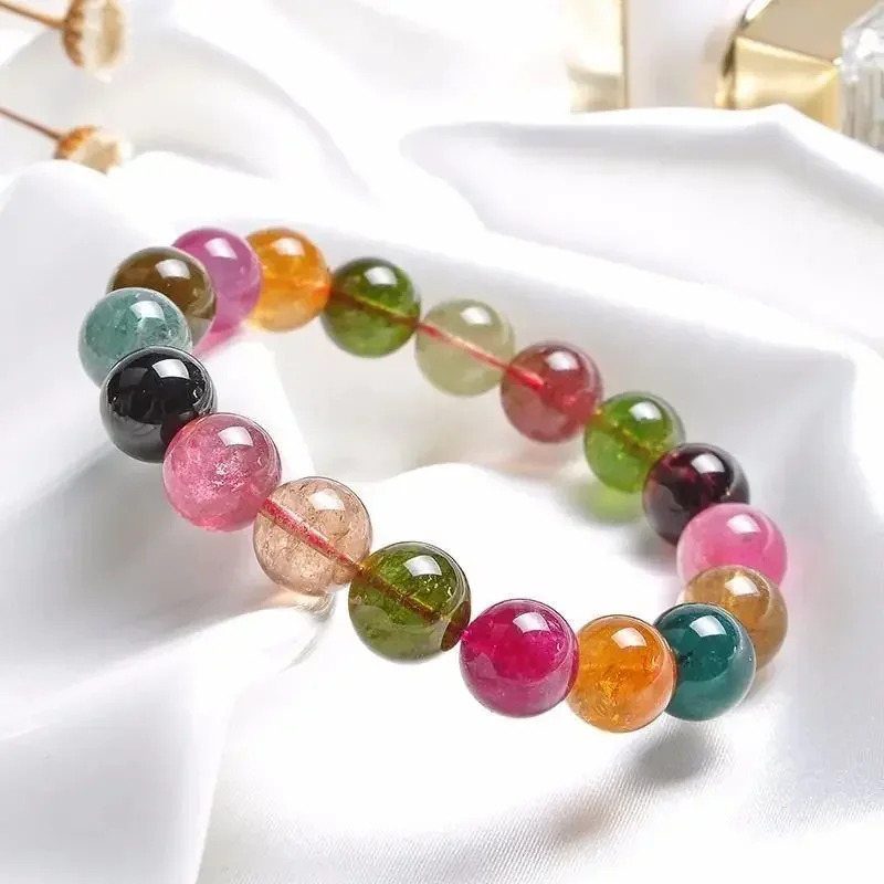 

Pure Natural Tourmaline Bracelet Macaroon Candy Color Ice-permeable Tourmaline Bracelet High-grade Jewelry Food and clothing