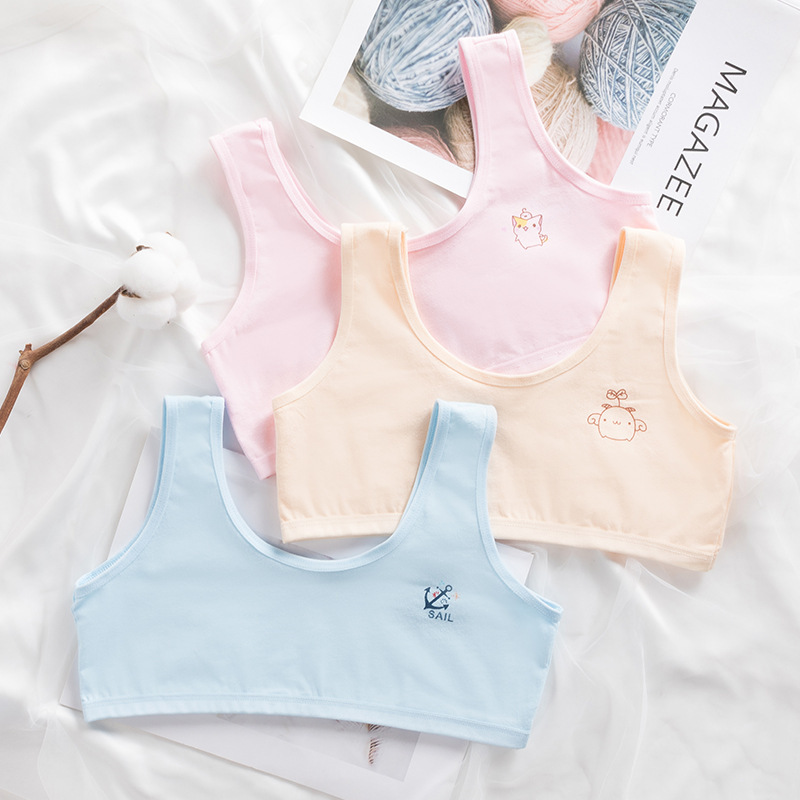  Cotton Girls Cute Bra Tank Tops Comfortable Puberty Girls' Bra Teen Students Breathable Underwear Cheap Stuff Dropshipping 