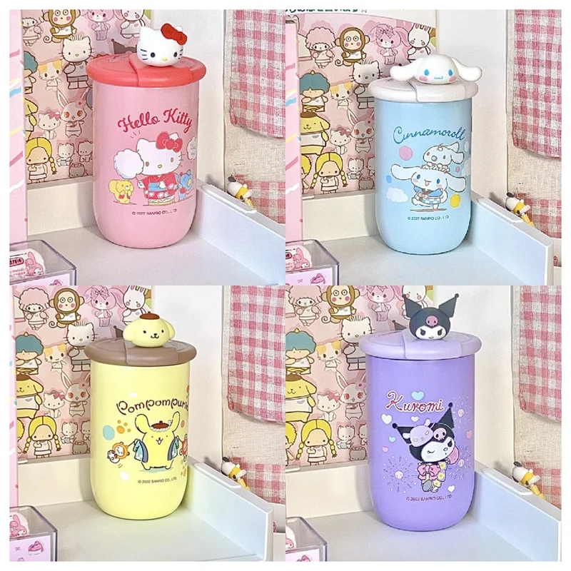 

Sanrio Hello Kitty Water Cup 380Ml Kawaii My Melody Thermos Cups Anime Cartoon Kuromi Juice Cup Insulated Water Bottle Kid Gifts