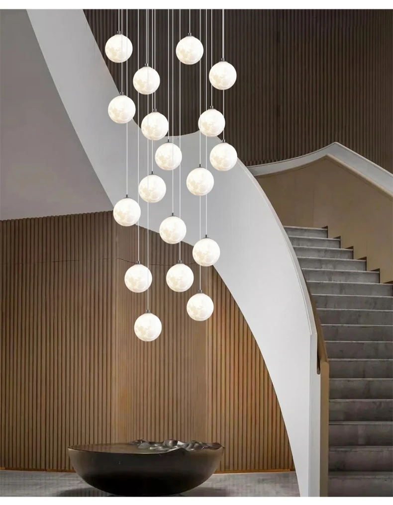 dining chandelier Stair Chandeliers Luxury Duplex Building Villa Empty Stair Long Chandelier Creative Planet Personality Dining Living Room Lamp dining light fixtures