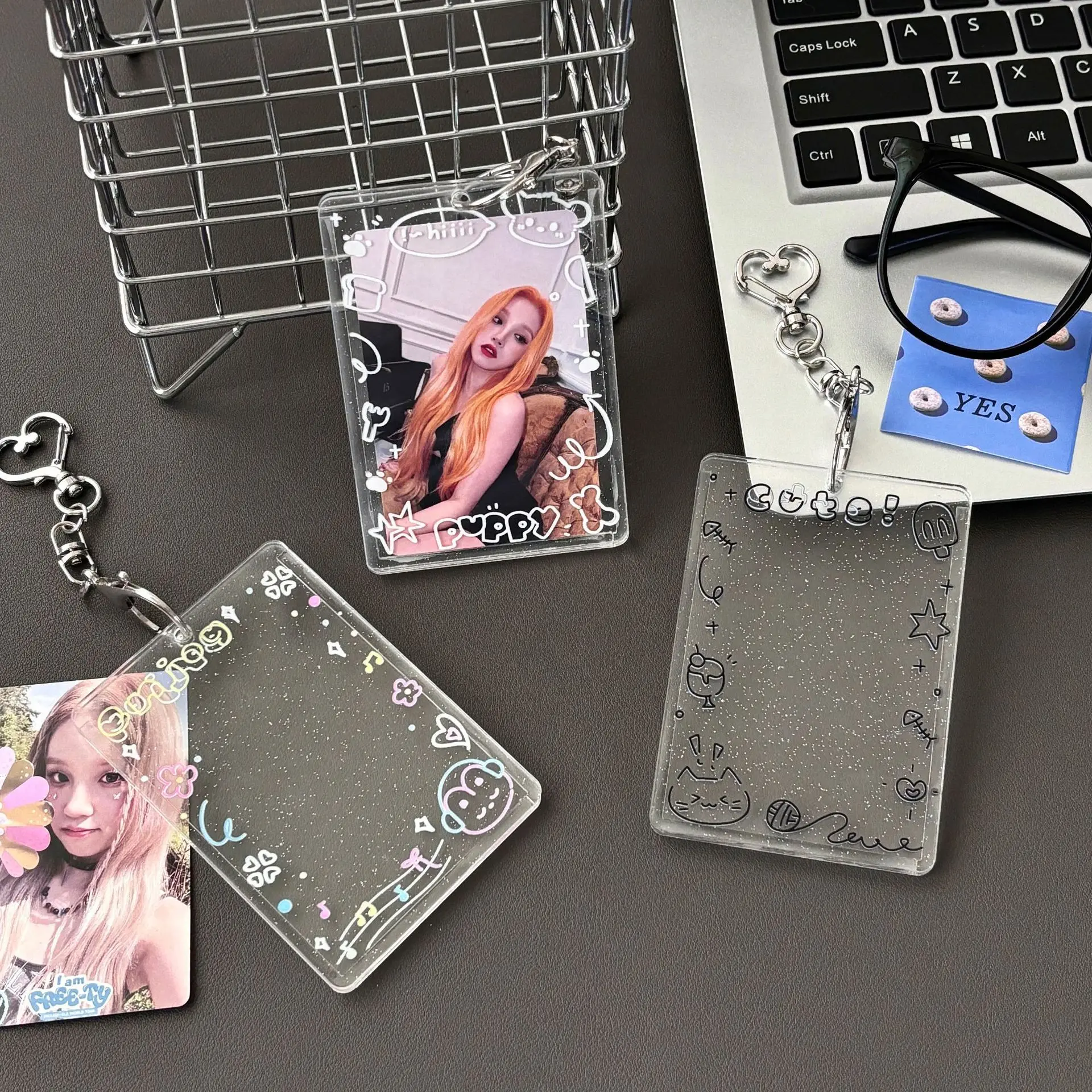Acrylic Cartoon Photocard Holder Keychain - Versatile ID and Card Holder