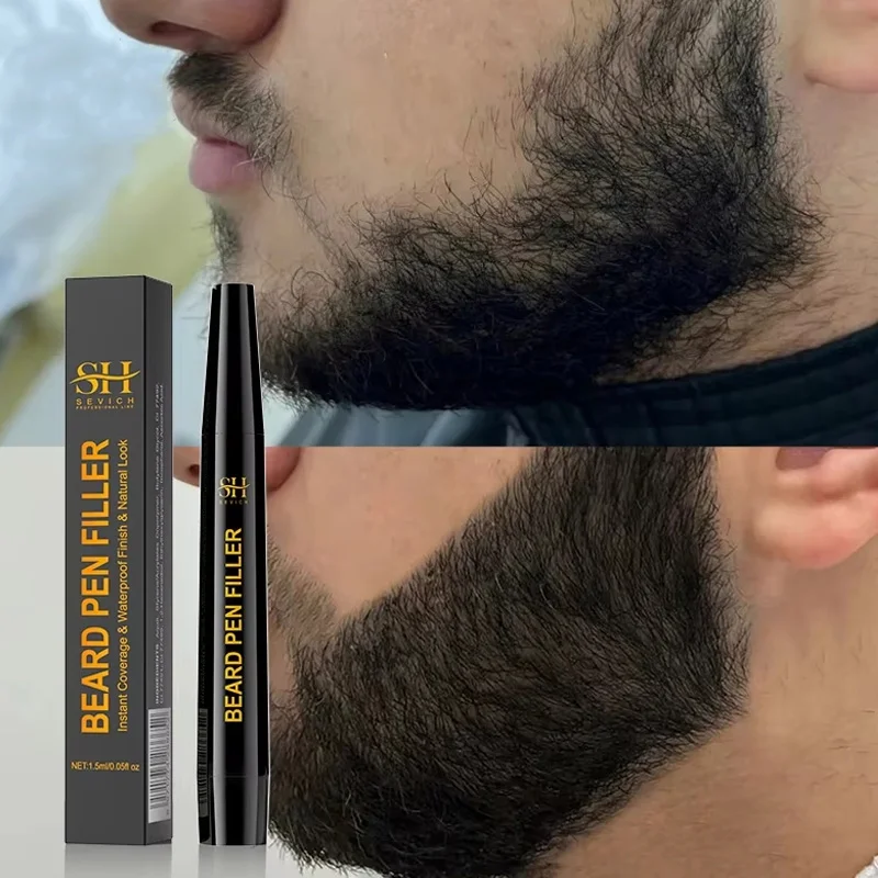 Waterproof Beard Pen Filler Men Moustache Coloring Pen Beard Coloring Filling Enhancer Black Fiber Hair Stuffing Tool