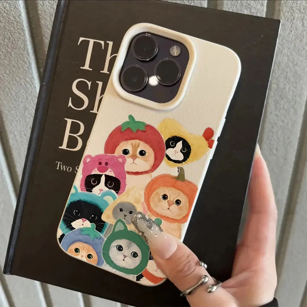 Adorable Veggie & Fruit Cat Design Silicone Phone Case