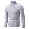 New Men's High Neck Sweater Solid Color Pullover Knitted Warm Casual Turtleneck Sweatwear Woolen Mens Winter Outdoor Tops 3