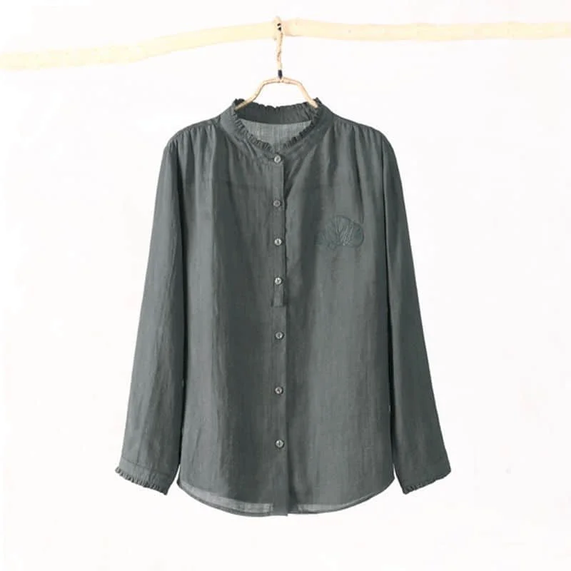 

Рубашка женская с вышивкой, из 100% хлопка и льна