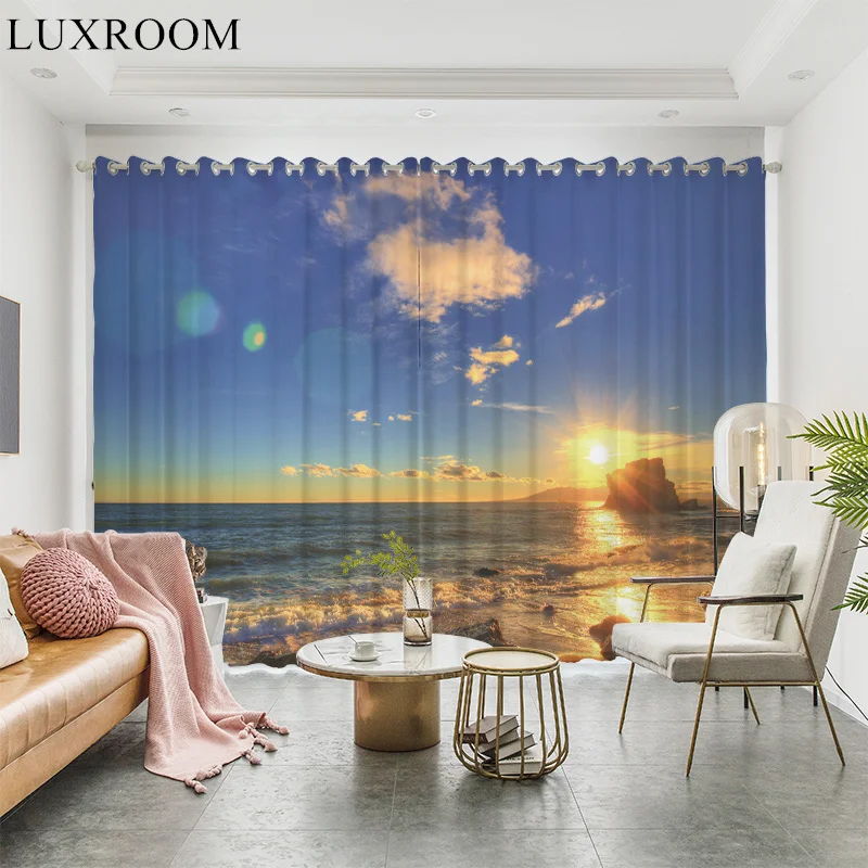 

Nordic Ins Natural Scenery Golden Autumn Wheat Field Curtain Bedroom Modern Screen Curtain Bay Window Balcony Blackout