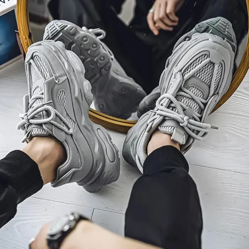 

Casual Dad Shoes Men Comfort Running Platform Sneakers Lace Up Mesh Breathable Vulcanized Footwear Zapatillas De Hombre