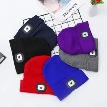  Unisex LED Beanie Hat With USB Rechargeable Battery Light-Emitting Hiking Cap Lighting High Powered Light Knitted Caps 