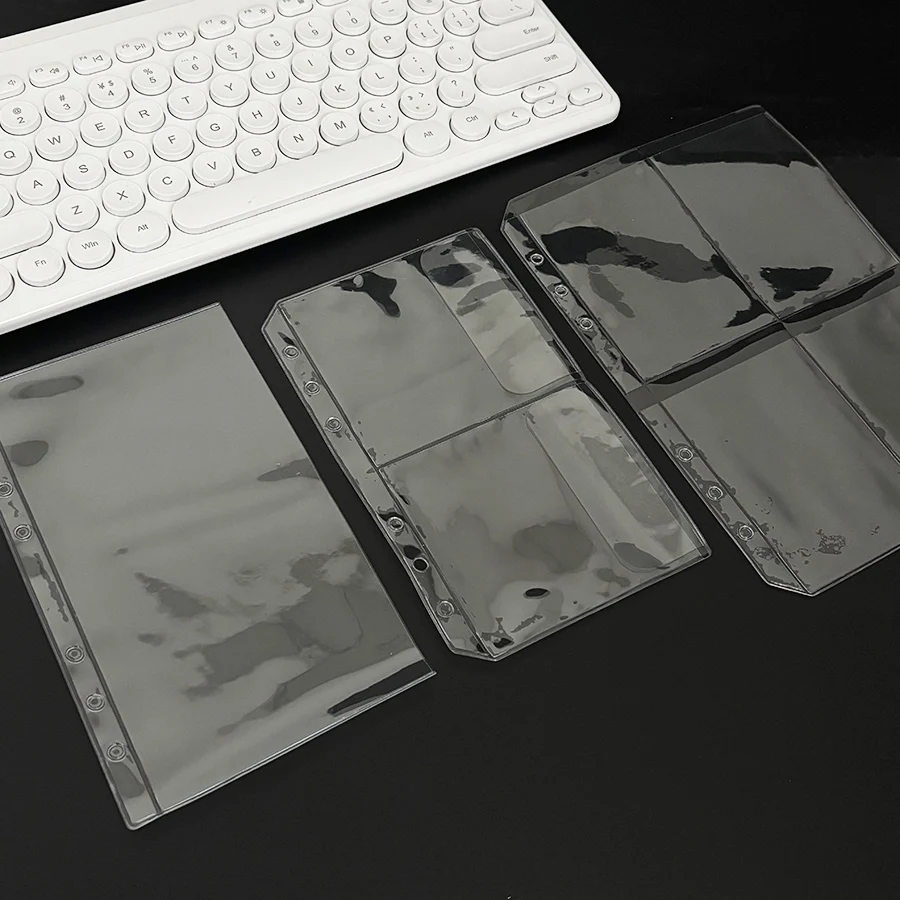 Sharkbang 5pcs A5/A6/M5 PVC 바인더 리필 가방 PVC 티켓 스티커 보관 가방 6 홀 저널 투명 주최자