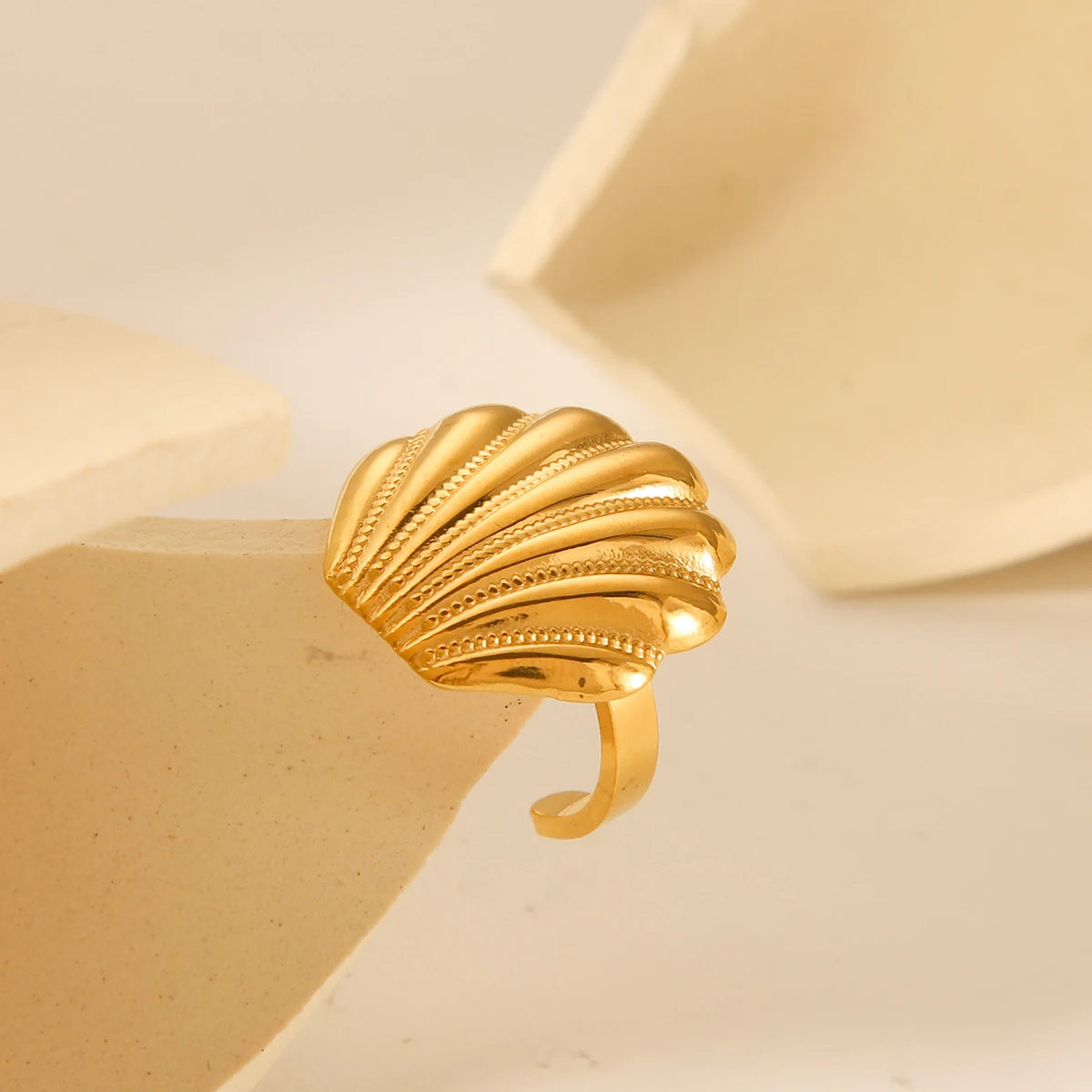18K Vergoldetes Muschel- und Seestern-Schmuckset für Damen Armband Ohrringe Ringe Hypoallergen Wasserfest Strand-Party-Geschenk – Detail 23