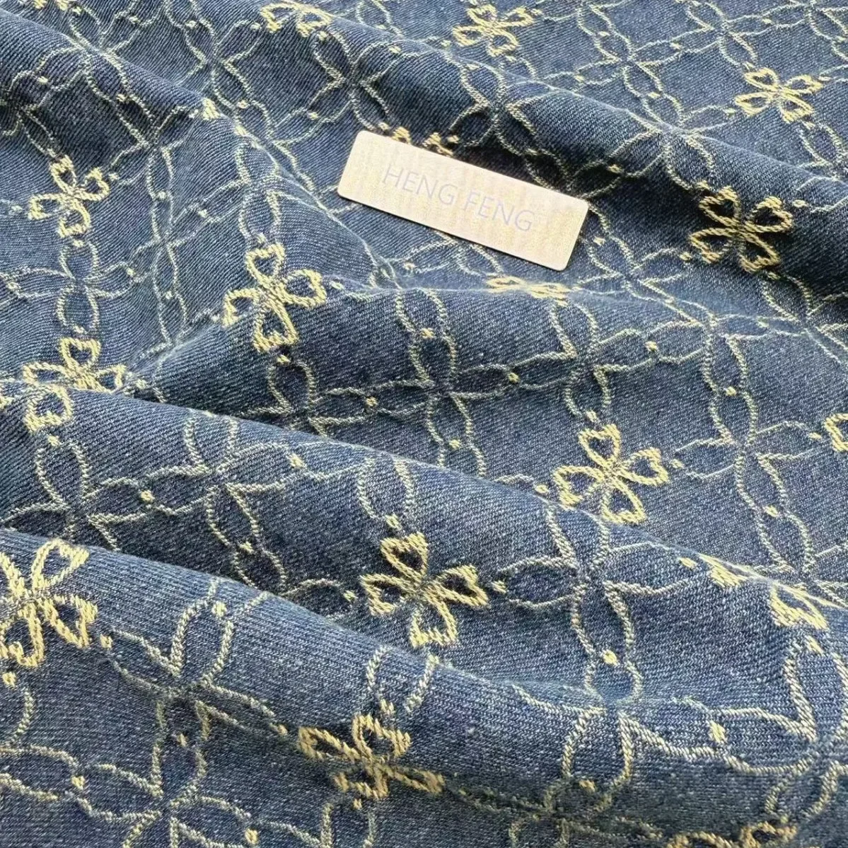 Washed Denim Fabric with Four-leaf Clover Embroidery Korean Style Spring Summer Clothing Outerwear Pants Skirt Bag Shoes Hat
