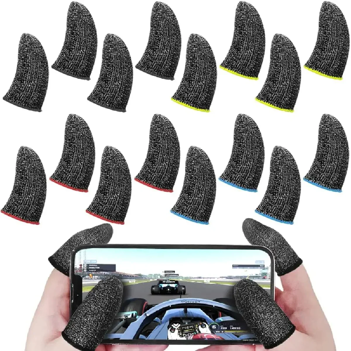 Gaming Finger Sleeves Finger Sweat Proof Waterproof Thumbs 12Pcs