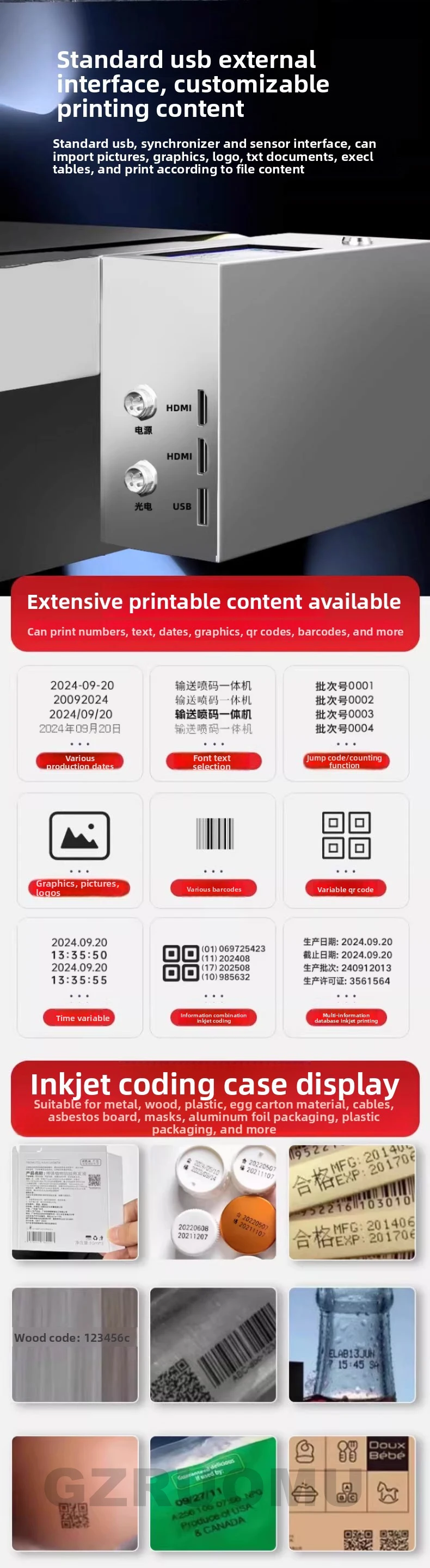 Automatic Online Inkjet Printer with Conveyor Belt Automatic Continuous Coding M