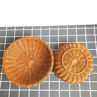 Round Natural Fruit Baskets Food Storage Bowl Decorative Rattan Wicker Serving Basket For Dessert Snacks Bread Baskets 22/25cm 1