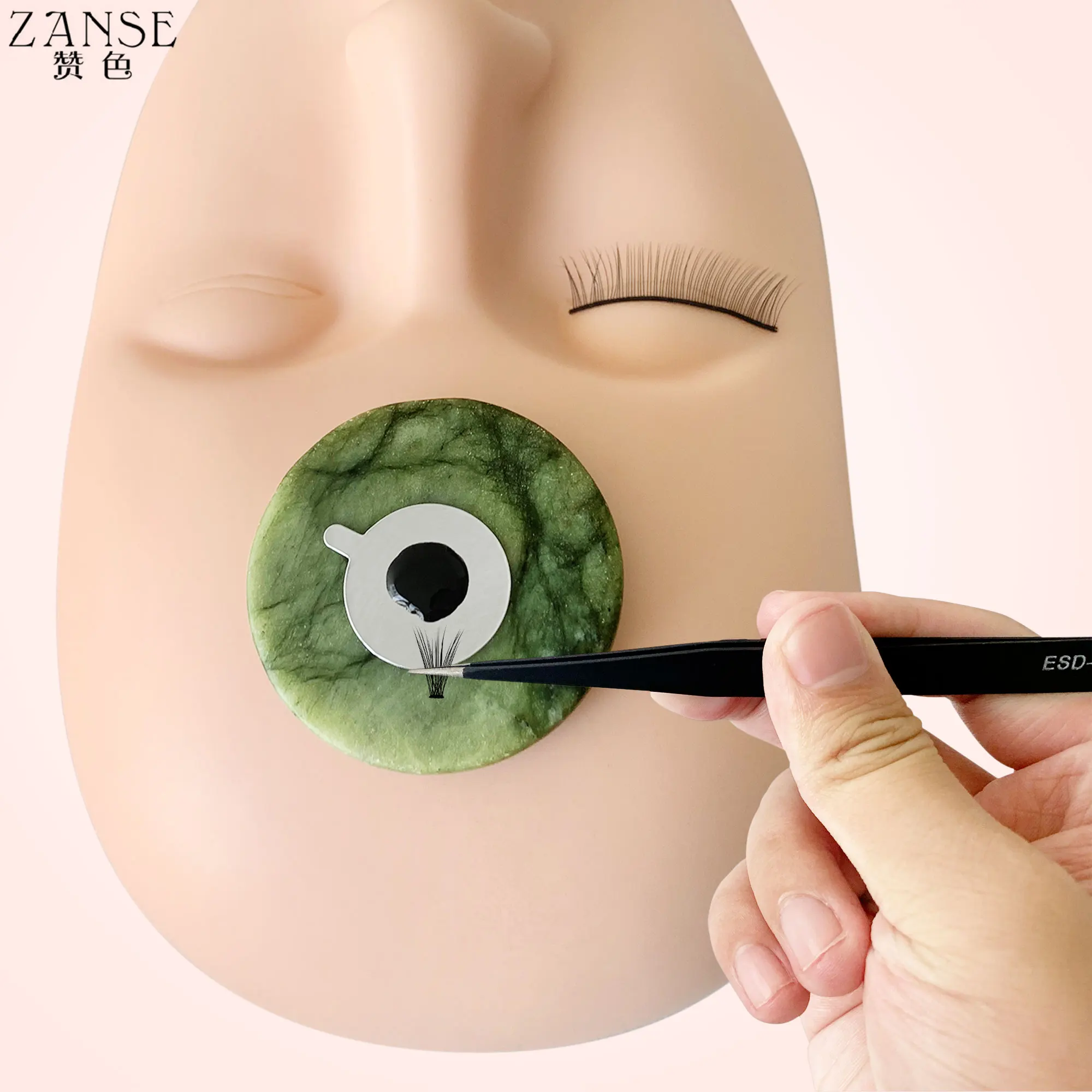 300Pcs Disposable Eyelash Glue Holder Foil Pallet Eyelash Extension Glue Pads Lashes Stickers Stand on Jade Stone