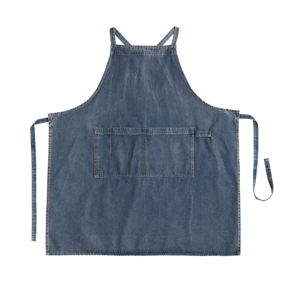 데님 앞치마 주방 요리 Pinafore 그림 앞치마 케이터링 작업복 원예 유니폼 꽃 가게 Pinny Smock Y0522