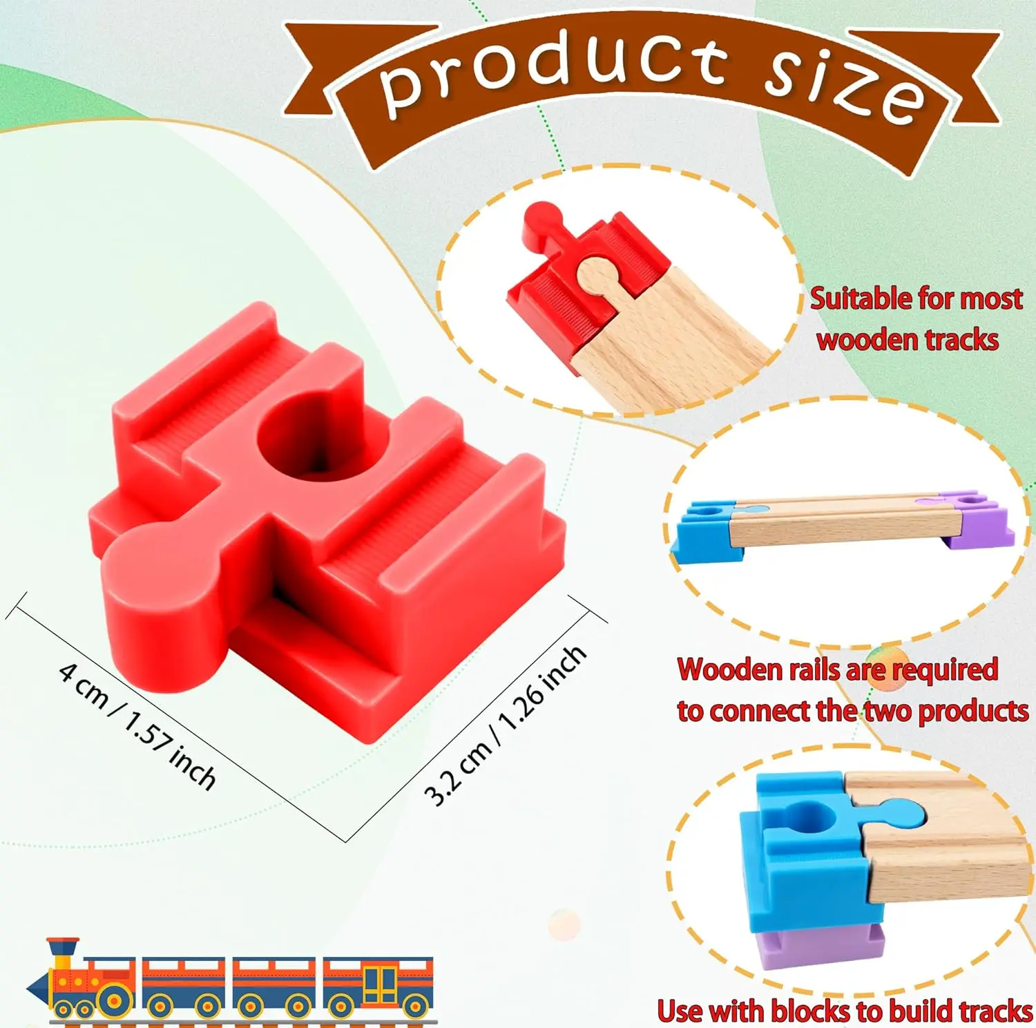 NEW Wooden Train Track Accessories Rail Train Connectors For Wooden Tracks Adapter For Bulid Wood Toy Set Children Birthday Gift - Image 6