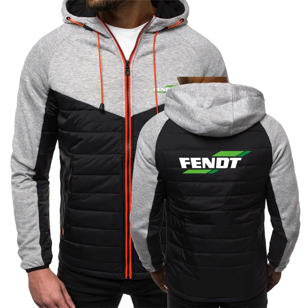 FENDT 2023 men's seven-color stitching hooded sports cotton-padded jacket Spring and Autumn new zipper casual and comfortable th