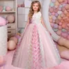 Stunning Little/Big Girls Butterfly Appliqued Flower Girl Birthday Party Pageant Formal Dress 1