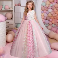 Stunning Little/Big Girls Butterfly Appliqued Flower Girl Birthday Party Pageant Formal Dress 1