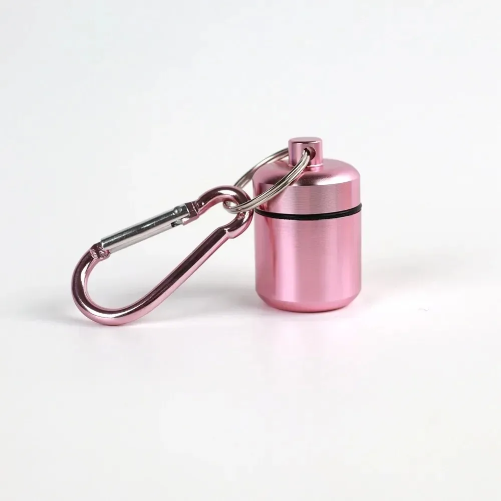 Waterproof Aluminum Pill Box with Sealed Storage and Keychain