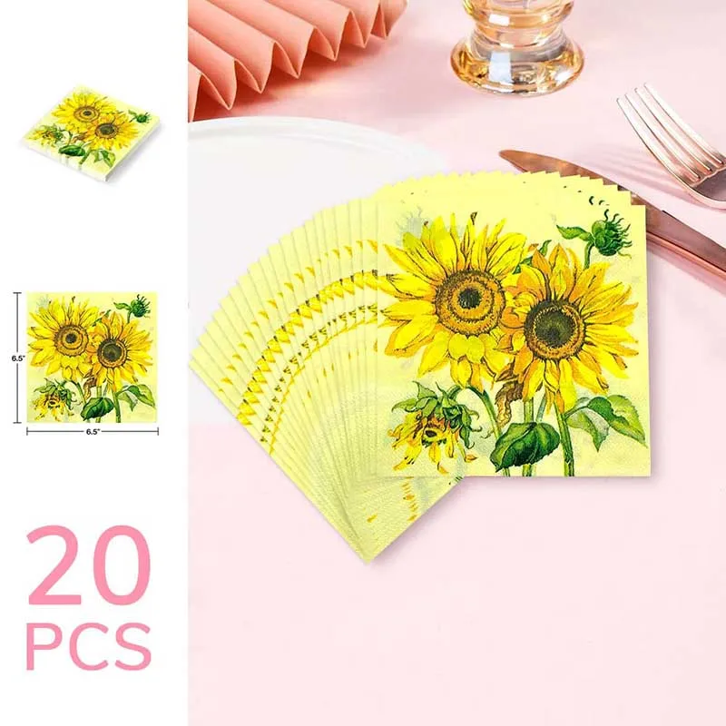 Sunflower Print Color Napkins Colorful Living Household Goods Printed Tissue Paper Tray