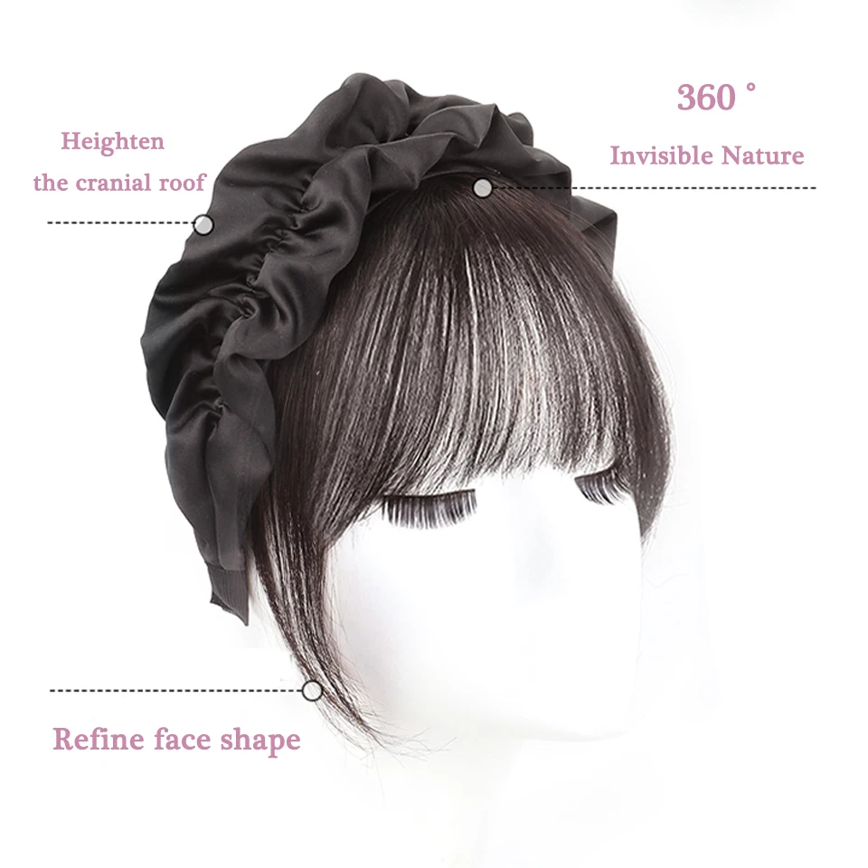 Synthetic Fake Bangs Hair Neat Fringe Bands With Double Row Braids Headband Heat Resistant Bangs In Hair Extensions Hairpiece