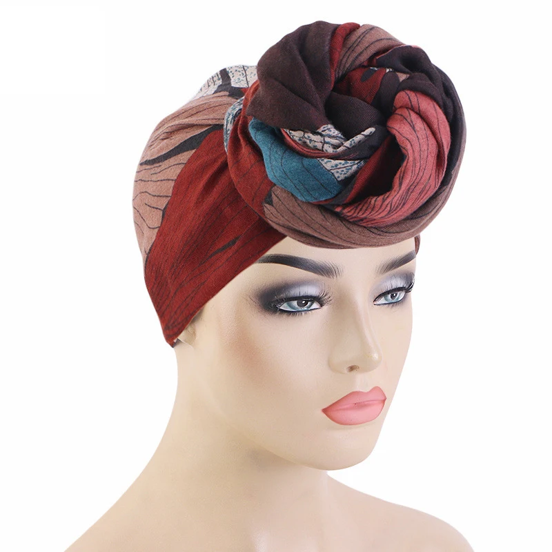 

Printed Turbante Cap Women Muslim Twist Knot Hijab Scarf Headscarf African Headties Wrap Scarves Bandana Headband Turbante Mujer