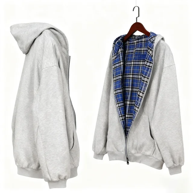 Y2K New Street Fashion Trend Selling Double Sided Zipper Hoodie Women Harajuku Casual Loose Fleece Punk Sweatshirt Unisex Hoodie 2