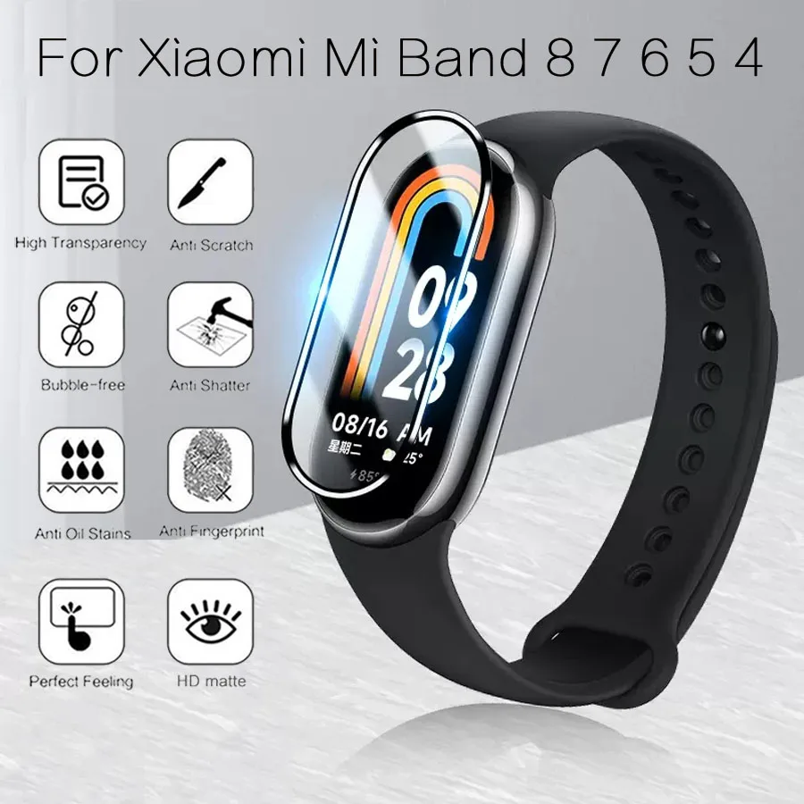 3d Full Cover Screen Protector For Mi Band 8 Film Soft Protective Glass For  Xiaomi Mi Band 8 7 6 5 4 Strap Bracelet Accessories - Smart Accessories -  AliExpress