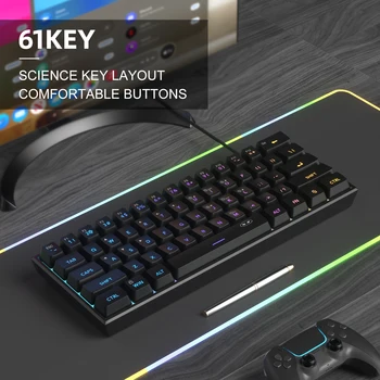 MageGee Mini 60% Gaming Keyboard, RGB Backlit 61 Key Ultra-Compact Keyboard, TS91 Ergonomic Waterproof Mechanical Feeling Office 5