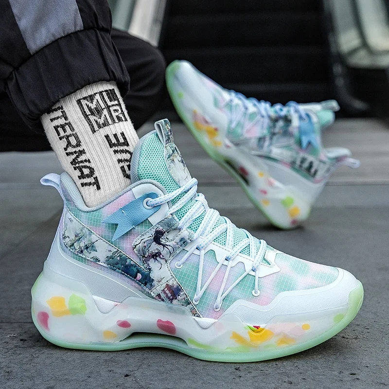 High-quality High-top Basketball Shoes Popular In Spring 2024 Men Sports Shoes Fashionable Breathable and Non-slip Running Shoes