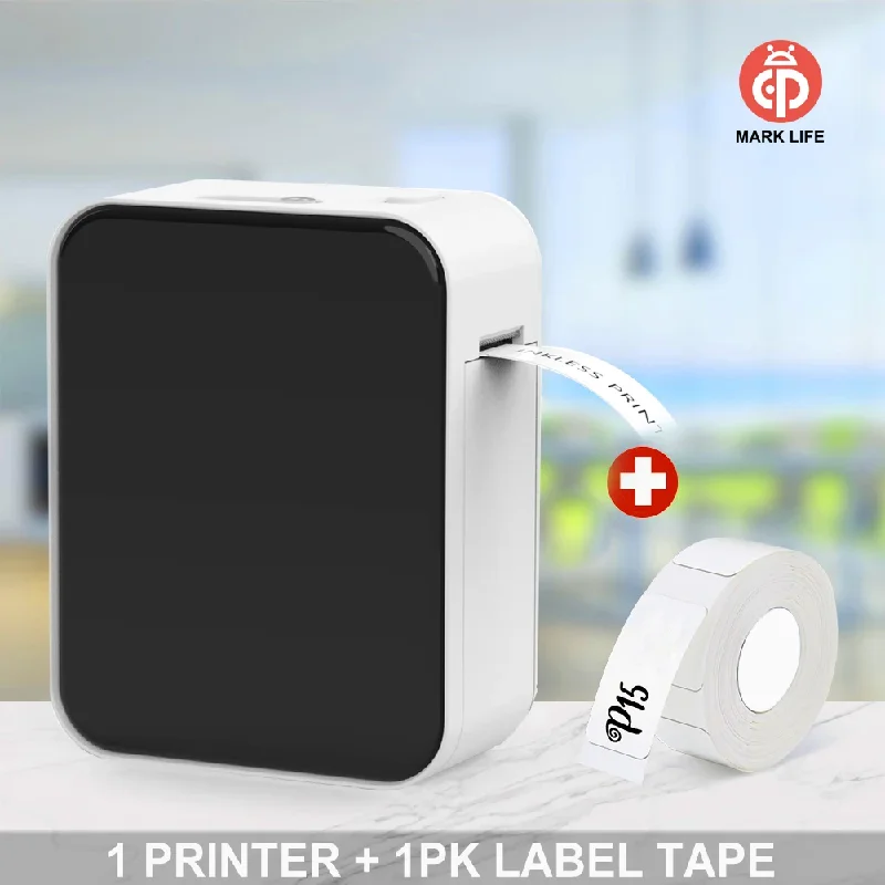 Marklife 미니 블루투스 열전사 라벨 프린터 D110 B21 P15 잉크가 없는 자체 접착 스티커 프린터 사무실 주방 학교용