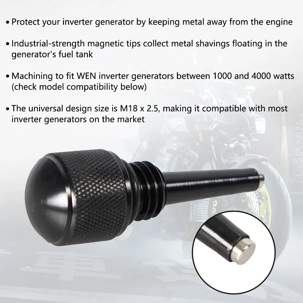 55201 M18*2.5 Magnetic Oil Dipstick Inverter Generators WEN 56125i 56200i Yamaha EF2000iS EF1000iS Silver/Black Aluminum magnetic oil dipstick