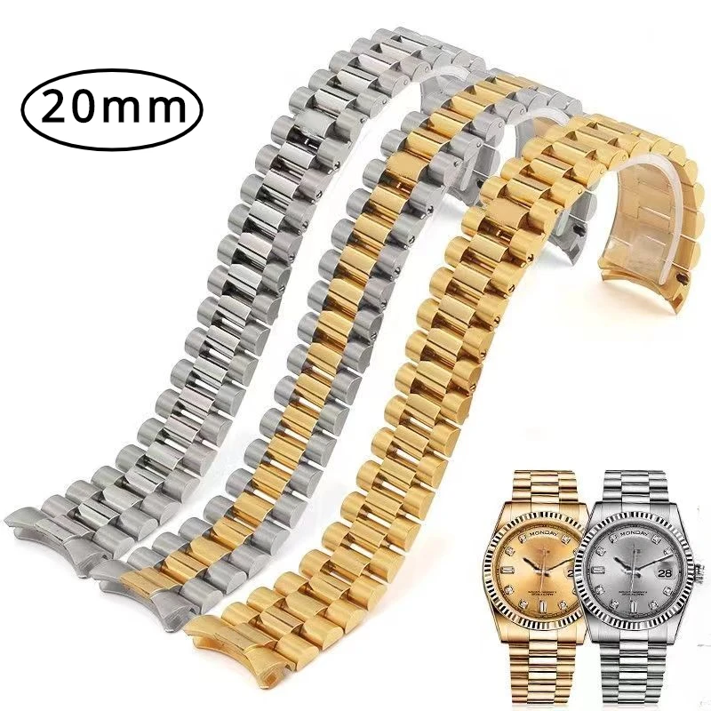 20Mm Watches Accessories Bracelet For Rolex Datejust Series 3Beads Wristband Men Watchbands Solid Diving Steel Watch Strap