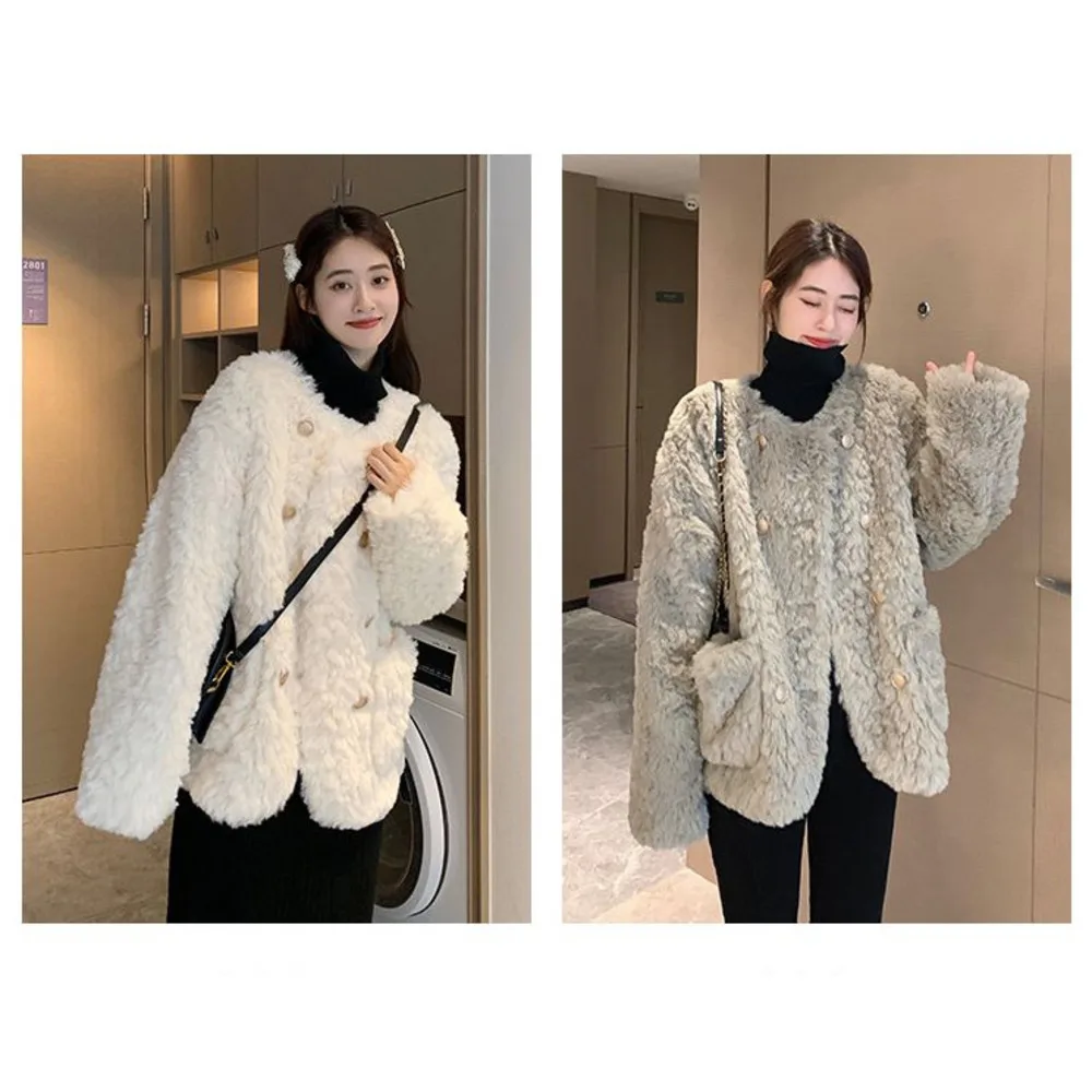 Xiaoxiangfeng Lamb Hair sieviešu īsie 2023. gada ziemas jauni mazi un vaļīgi biezas vilnas kokvilnas mētelis_voghion.com