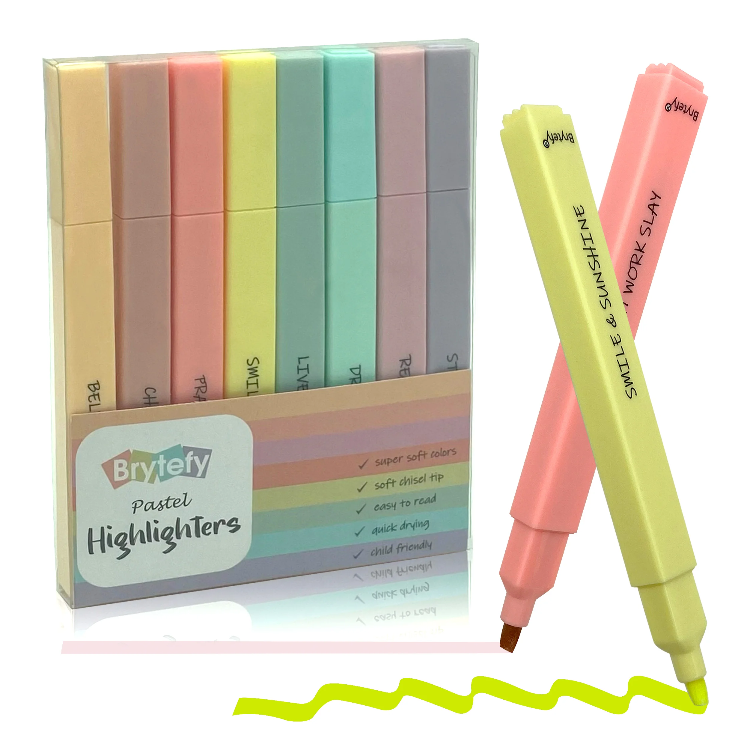 

8Pcs Bible Highlighter Pastel Marker Pen Set Different Bright Colors Chisel Tip Square Highlighter Pen Set
